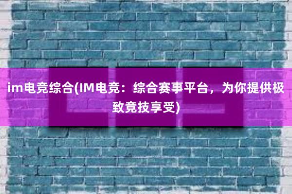 im电竞综合(IM电竞：综合赛事平台，为你提供极致竞技享受)