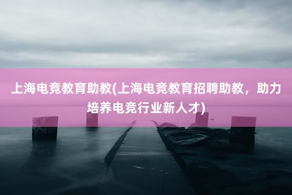 上海电竞教育助教(上海电竞教育招聘助教，助力培养电竞行业新人才)