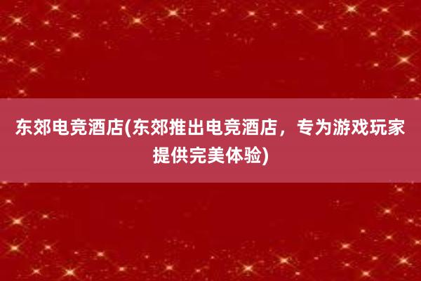 东郊电竞酒店(东郊推出电竞酒店，专为游戏玩家提供完美体验)