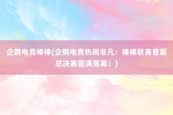 企鹅电竞棒棒(企鹅电竞热闹非凡：棒棒联赛首届总决赛圆满落幕！)