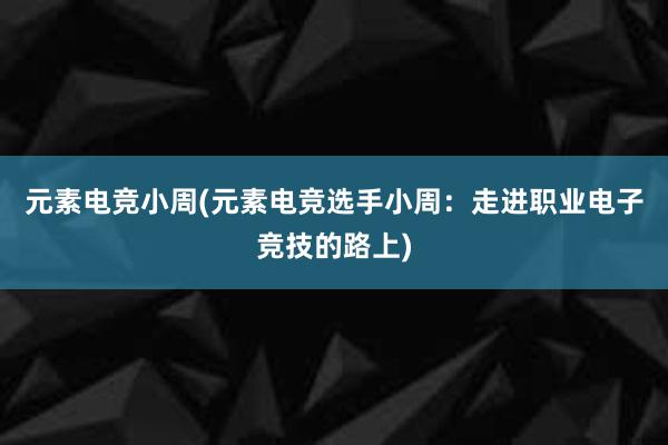 元素电竞小周(元素电竞选手小周：走进职业电子竞技的路上)