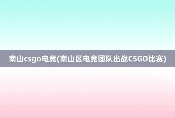 南山csgo电竞(南山区电竞团队出战CSGO比赛)