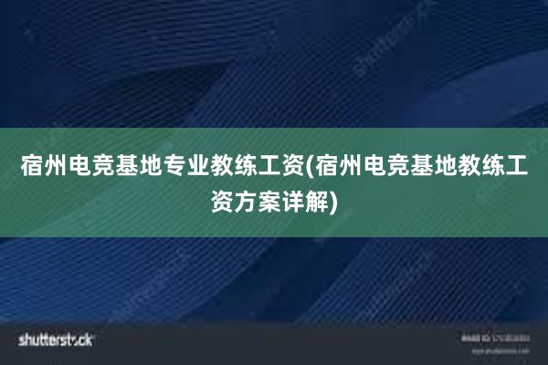 宿州电竞基地专业教练工资(宿州电竞基地教练工资方案详解)