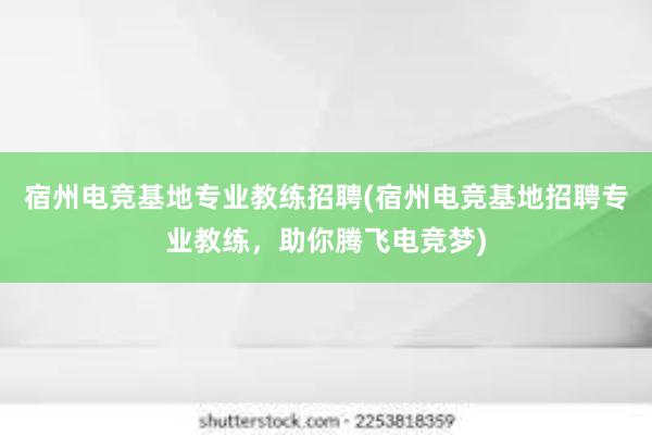 宿州电竞基地专业教练招聘(宿州电竞基地招聘专业教练，助你腾飞电竞梦)