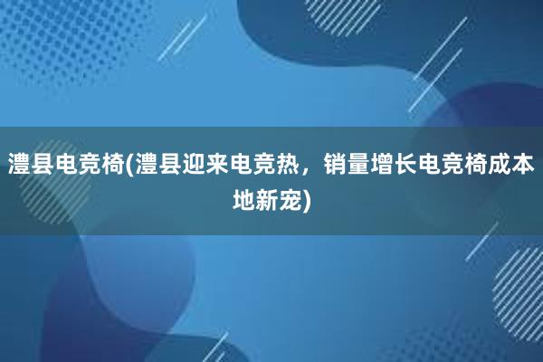 澧县电竞椅(澧县迎来电竞热，销量增长电竞椅成本地新宠)