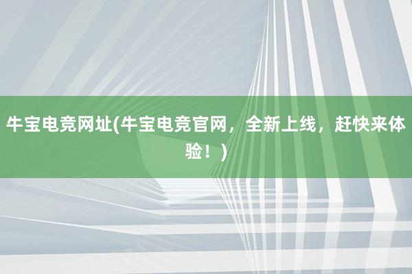 牛宝电竞网址(牛宝电竞官网，全新上线，赶快来体验！)