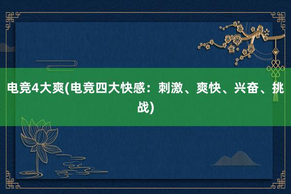 电竞4大爽(电竞四大快感：刺激、爽快、兴奋、挑战)