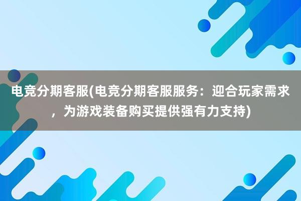 电竞分期客服(电竞分期客服服务：迎合玩家需求，为游戏装备购买提供强有力支持)