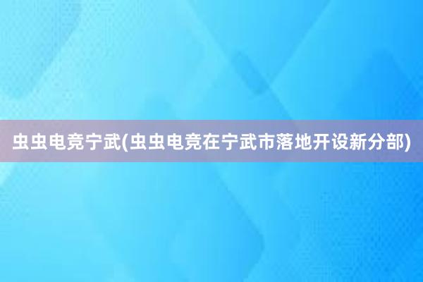 虫虫电竞宁武(虫虫电竞在宁武市落地开设新分部)