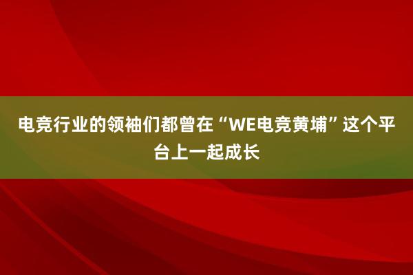 电竞行业的领袖们都曾在“WE电竞黄埔”这个平台上一起成长