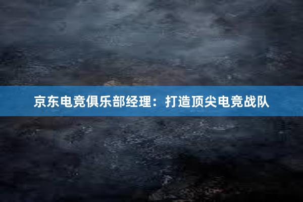 京东电竞俱乐部经理：打造顶尖电竞战队