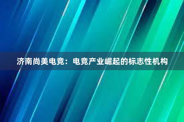 济南尚美电竞：电竞产业崛起的标志性机构