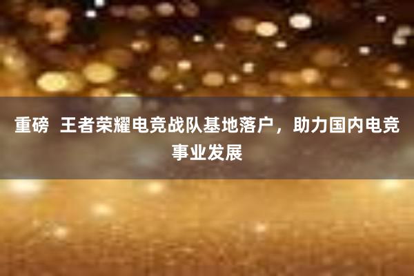 重磅  王者荣耀电竞战队基地落户，助力国内电竞事业发展