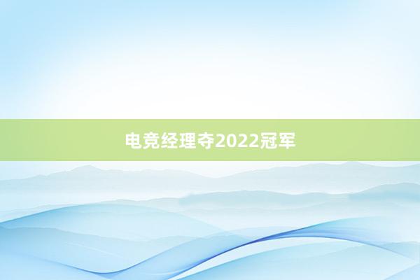 电竞经理夺2022冠军