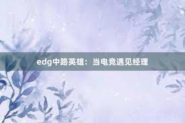 edg中路英雄：当电竞遇见经理