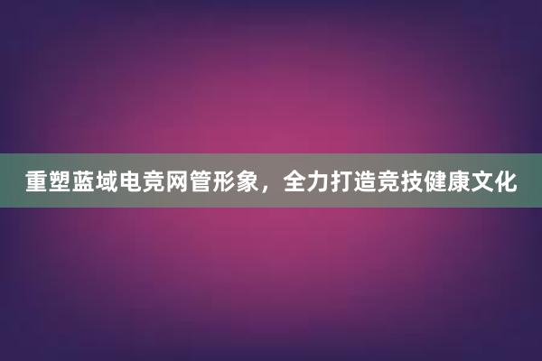 重塑蓝域电竞网管形象，全力打造竞技健康文化