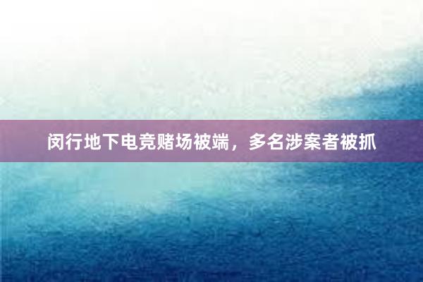 闵行地下电竞赌场被端，多名涉案者被抓